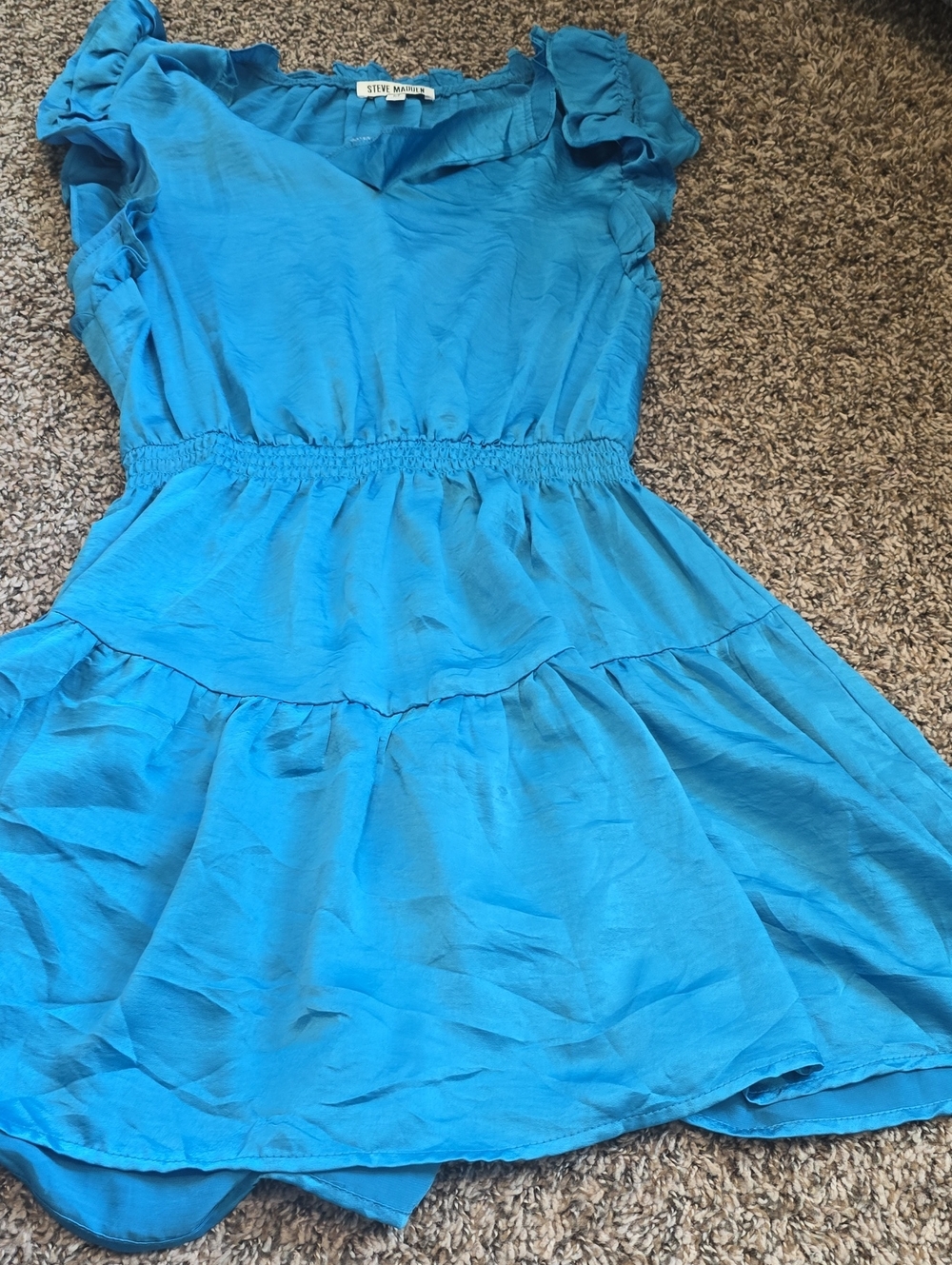 Steve Madden Bright Turquoise Tiered Ruffle Dress